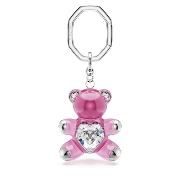Porte-clés Teddy, Ours, Rose, Métal rhodié - Swarovski, 5735365
