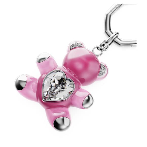 Porte-clés Teddy, Ours, Rose, Métal rhodié - Swarovski, 5735365