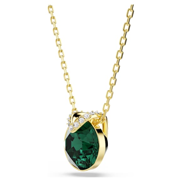 Bella V medál, Körmetszéses, Zöld, 18 kt-os aranybevonat - Swarovski, 5735387