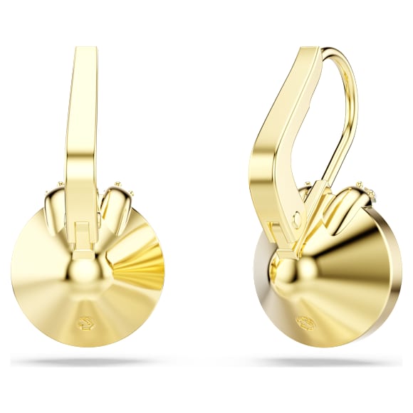 Bella V drop earrings, Round cut, Green, 18K gold finish - Swarovski, 5735389