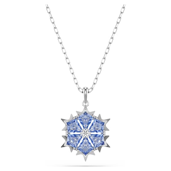 Colgante Magic, Copo de nieve, Azul, Baño de rodio - Swarovski, 5735399