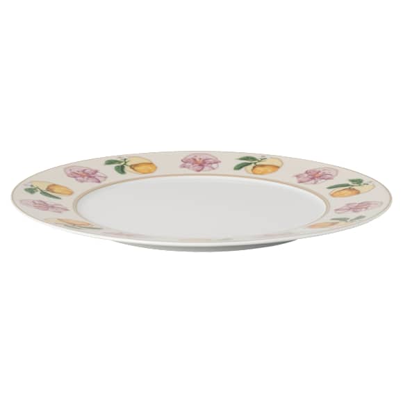 Idyllia dinner plate, Porcelain, Crystal print motif, Lily citron, Multicolored - Swarovski, 5735517