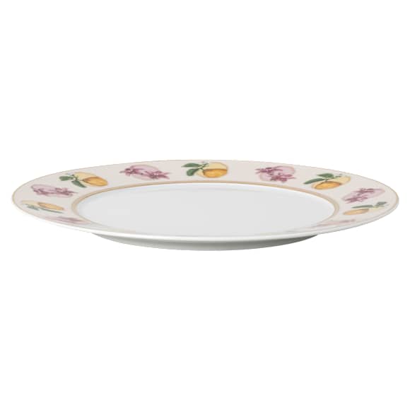 Idyllia dessert plate, Porcelain, Crystal print motif, Lily citron, Multicolored - Swarovski, 5735518