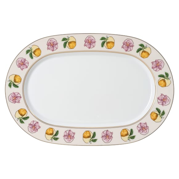 Idyllia platter, Porcelain, Crystal print motif, Lily citron, Small, Multicolored - Swarovski, 5735520