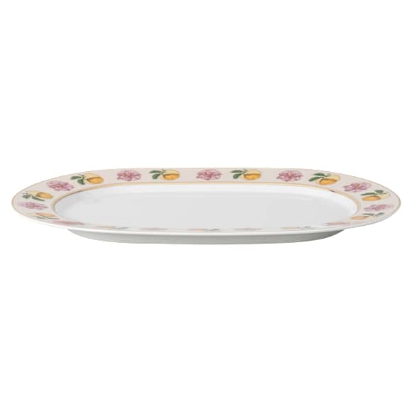 Idyllia platter, Porcelain, Crystal print motif, Lily citron, Small, Multicolored - Swarovski, 5735520