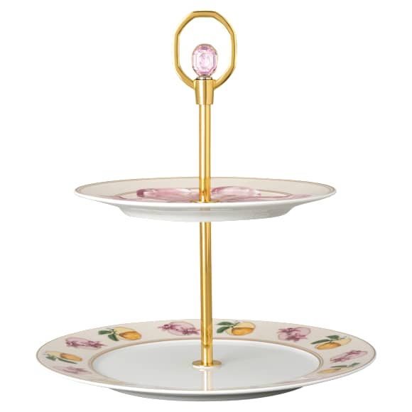 Idyllia étagère, Porcelain, Crystal print motif, Lily citron, Small, Multicolored - Swarovski, 5735529