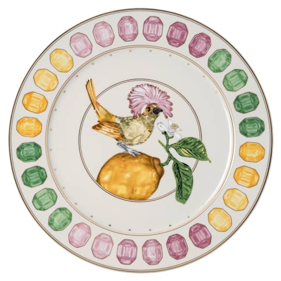 Idyllia 서비스 플레이트, 포슬린, 크리스털 프린트 모티브, 플라이캐처, 멀티컬러 - Swarovski, 5735536