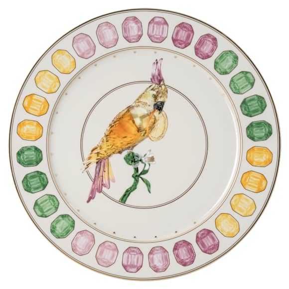 Idyllia จานเสิร์ฟ, เครื่องเคลือบพอร์ซเลน, ลายพิมพ์คริสตัล, นกกระตั้ว, หลากสี - Swarovski, 5735537