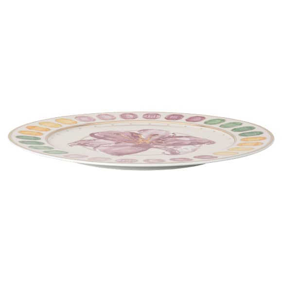 Idyllia service plate, Porcelain, Crystal print motif, Lily, Multicolored - Swarovski, 5735538