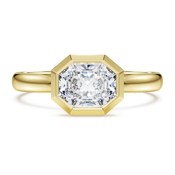 Prsten s lunetovým osazením Octagon, Laboratorně pěstované diamanty 1,0 ct tw, Osmihranný tvar, 18K žluté zlato - Swarovski, 5735719