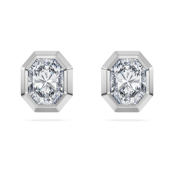 Octagon düğme Küpeler, Laboratuvarda üretilmiş elmaslar 1,0 karat toplam ağırlık, Sekizgen şekil, 18k beyaz altın - Swarovski, 5735727