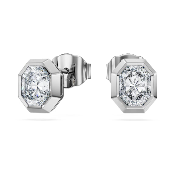 Octagon düğme Küpeler, Laboratuvarda üretilmiş elmaslar 1,0 karat toplam ağırlık, Sekizgen şekil, 18k beyaz altın - Swarovski, 5735727