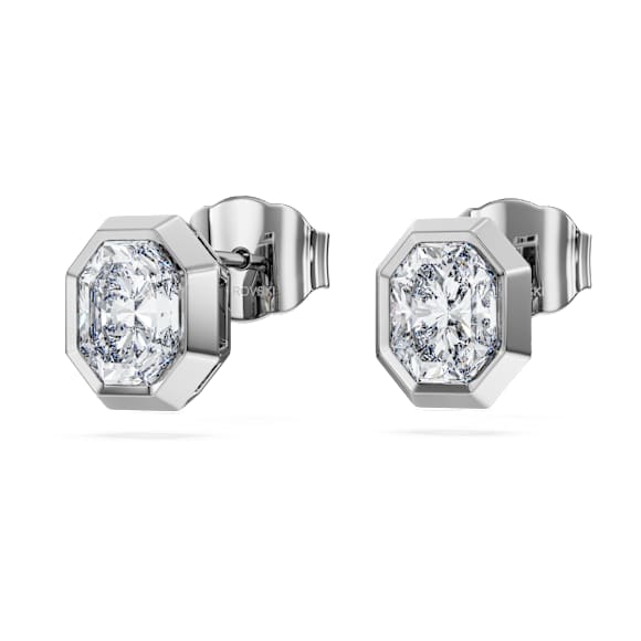 Octagon düğme Küpeler, Laboratuvarda üretilmiş elmaslar 1,0 karat toplam ağırlık, Sekizgen şekil, 18k beyaz altın - Swarovski, 5735727
