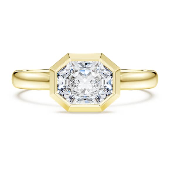 Octagon bezel ring, Lab-grown diamonds 1.0 ct tw, Octagon shape, 14K yellow gold - Swarovski, 5735735