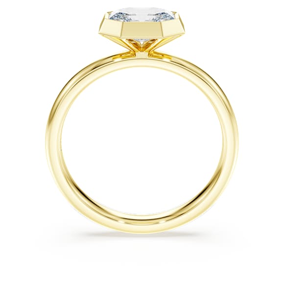 Octagon bezel ring, Lab-grown diamonds 1.0 ct tw, Octagon shape, 14K yellow gold - Swarovski, 5735735