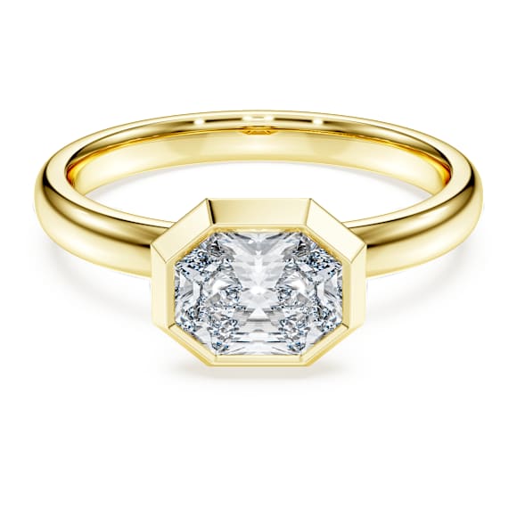 Octagon bezel ring, Lab-grown diamonds 1.0 ct tw, Octagon shape, 14K yellow gold - Swarovski, 5735743