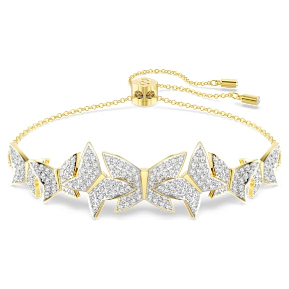 Idyllia Lilia bracelet, Butterfly, White, Gold-tone plated - Swarovski, 5736072