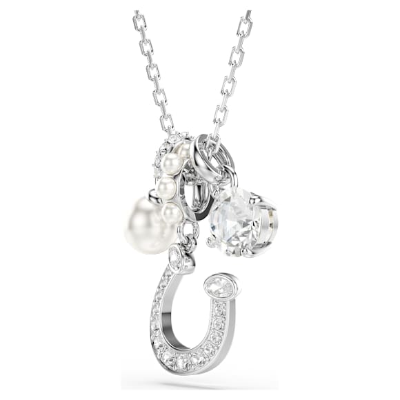 Symbolica pendant, Crystal pearl, Round cut, Pavé, Horse shoe
