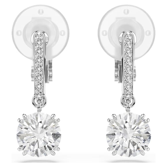Stilla クリップイヤリング, ラウンドカット, パヴェ, ホワイト, ロジウム・プレーティング - Swarovski, 5736942