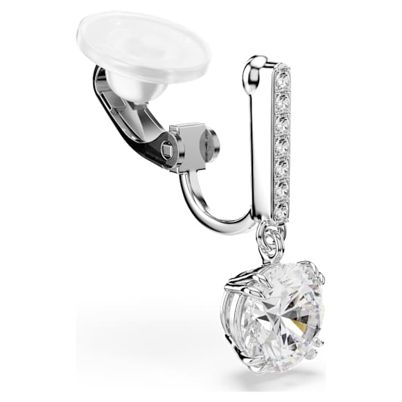Orecchini a clip Stilla, Taglio tondo, Pavé, Bianchi, Placcato rodio - Swarovski, 5736942