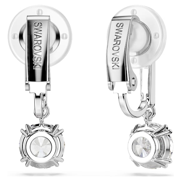 Stilla 클립 이어링, 라운드 컷, 파베, 화이트, 로듐 플래팅 - Swarovski, 5736942