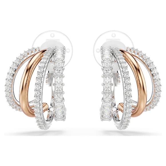 Hyperbola 클립 이어링, 믹스 컷, 화이트, 믹스 메탈 피니시 - Swarovski, 5736944