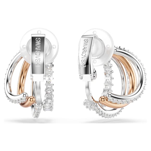 Hyperbola 클립 이어링, 믹스 컷, 화이트, 믹스 메탈 피니시 - Swarovski, 5736944
