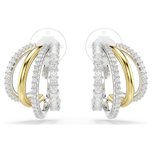 Hyperbola clip earrings, Mixed cuts, White, Mixed metal finish - Swarovski, 5736946