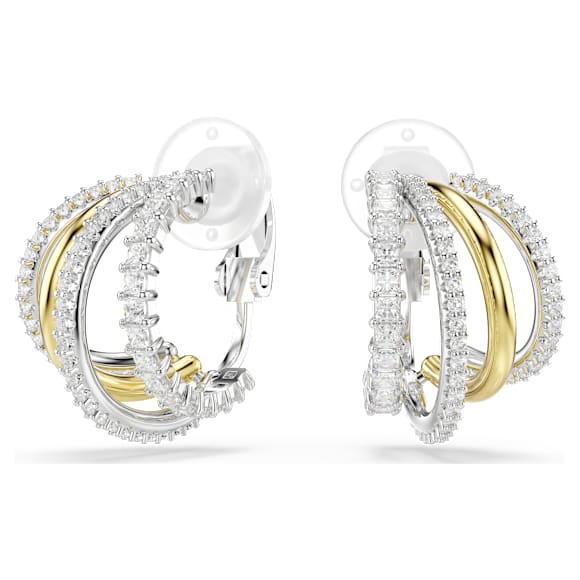 Hyperbola clip earrings, Mixed cuts, White, Mixed metal finish - Swarovski, 5736946