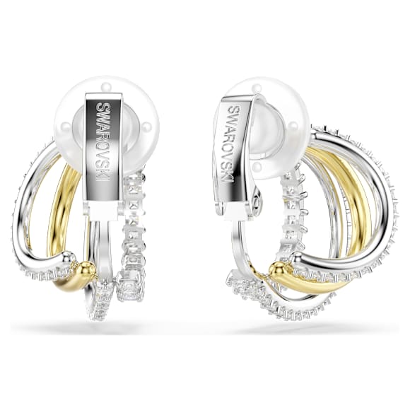 Hyperbola 클립 이어링, 믹스 컷, 화이트, 믹스 메탈 피니시 - Swarovski, 5736946