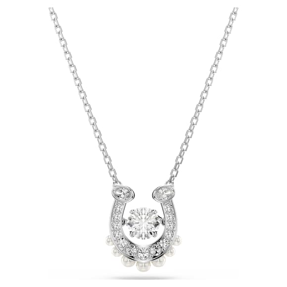 Symbolica pendant, Crystal pearl, Round cut, Pavé, Horse shoe