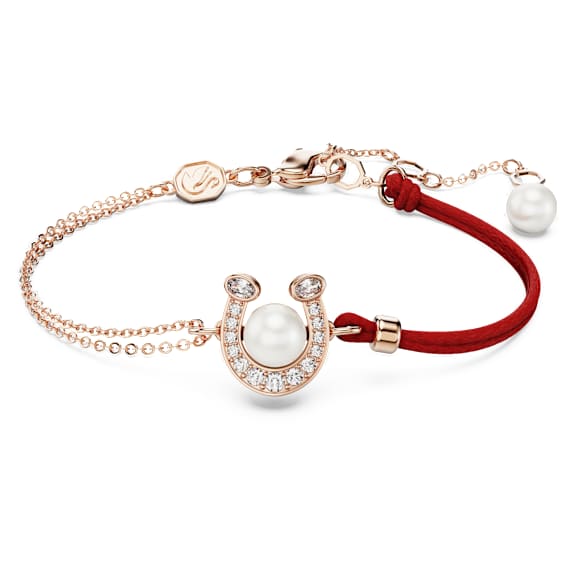 Pulsera Symbolica, Crystal Pearl, Pavé, Herradura, Blanca, Baño tono oro rosa - Swarovski, 5736976