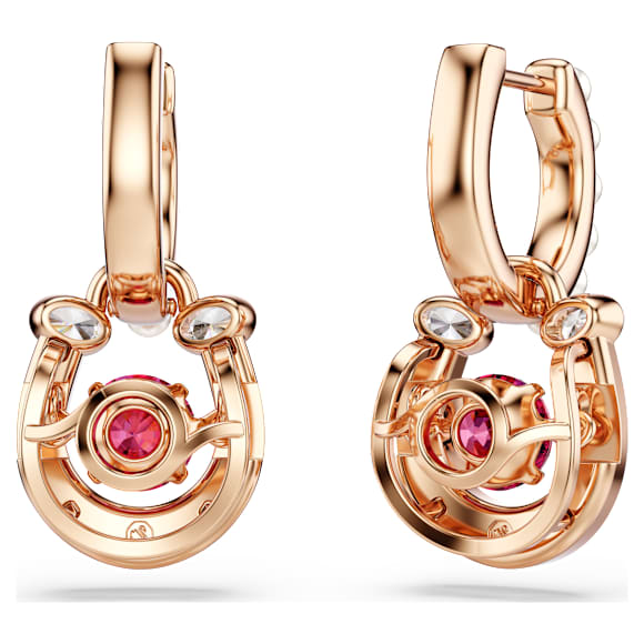 Symbolica Oorhangers, Crystal pearl, Round-slijpvorm, Pavé, Hoefijzer, Rode, 18k roségouden afwerking - Swarovski, 5736979