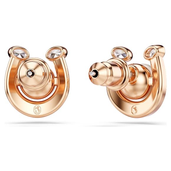 Symbolica stud earrings, Crystal pearl, Pavé, Horse shoe, White, 18K rose gold finish - Swarovski, 5736980