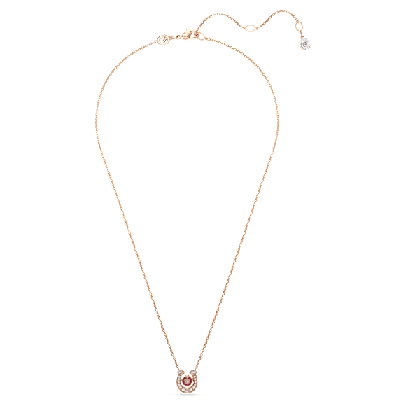 Symbolica pendant, Round cut, Pavé, Horseshoe, Red, Rose gold-tone plated - Swarovski, 5736981