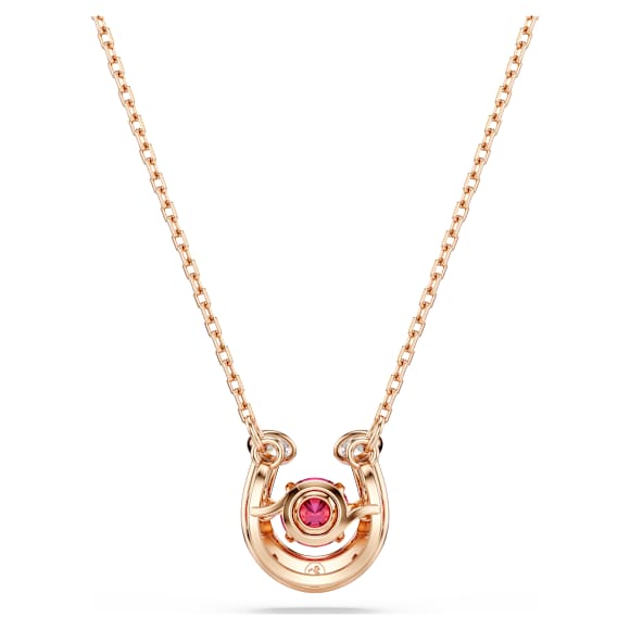 Symbolica pendant, Round cut, Pavé, Horseshoe, Red, Rose gold-tone plated - Swarovski, 5736981