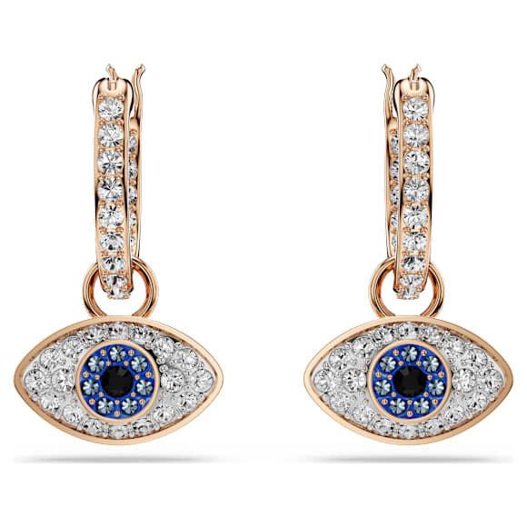 Symbolica Oorhangers, Boze oog, S, Blauw, 18k roségouden afwerking - Swarovski, 5736982