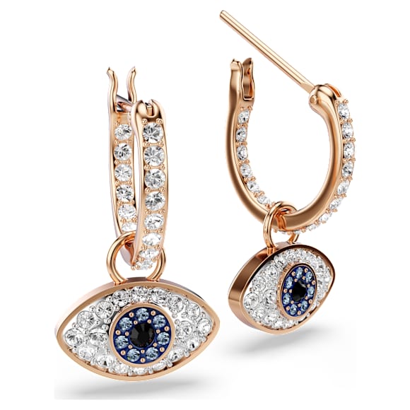 Symbolica Oorhangers, Boze oog, S, Blauw, 18k roségouden afwerking - Swarovski, 5736982
