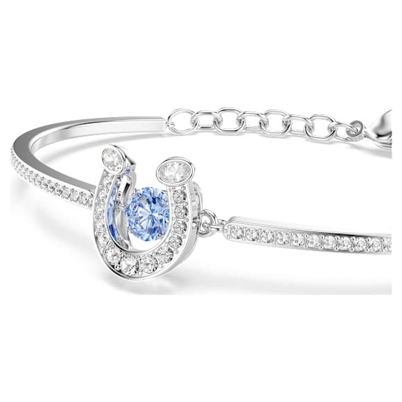 Symbolica bangle, Round cut, Pavé, Horse shoe, Blue, Rhodium