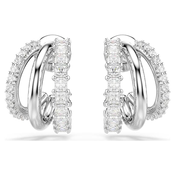 Hyperbola Kreolörhängen, Rundslipad, Mini, Vit, Rodiumpläterad - Swarovski, 5737110