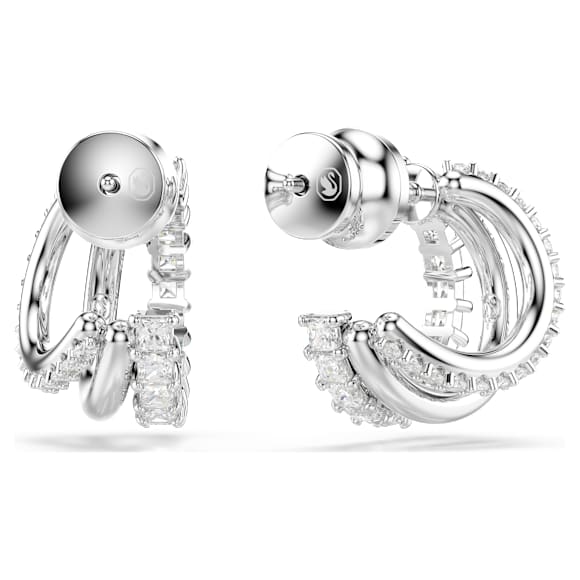 Pendientes de aro Hyperbola, Talla redonda, Mini, Blancos, Baño de rodio - Swarovski, 5737110