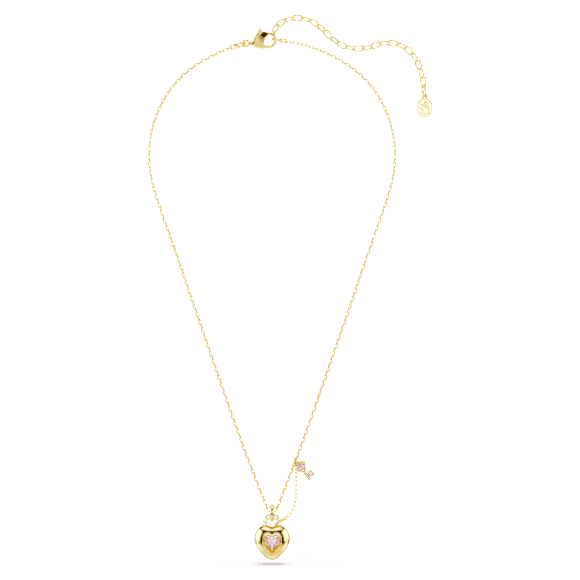 Wisiorek Idyllia, Szlify różnorodne, Serce, klucz, Różowy, Powłoka w odcieniu złota - Swarovski, 5737288