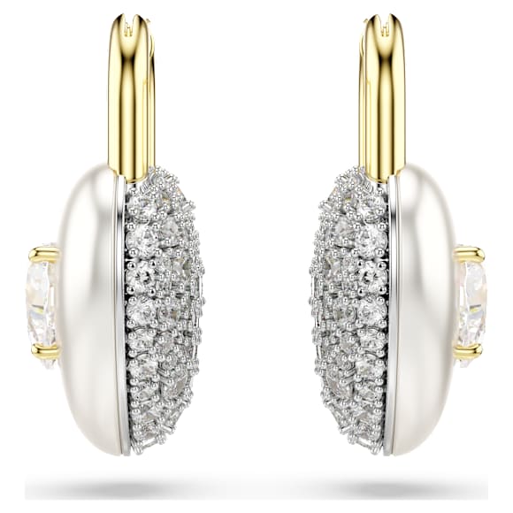 Idyllia csepp alakú fülbevaló, Vegyes metszés, Szív, Fehér, 18 kt-os aranybevonat - Swarovski, 5737297