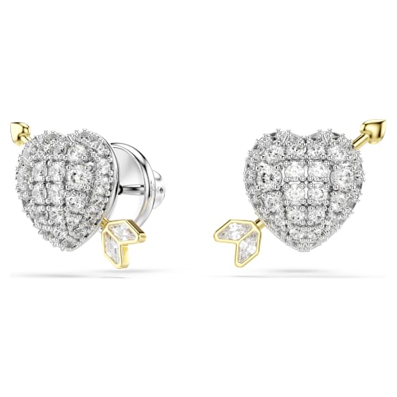 Idyllia Örhängen, Blandade slipningar, Hjärta med pil, Vit, Blandad metallfinish - Swarovski, 5737298