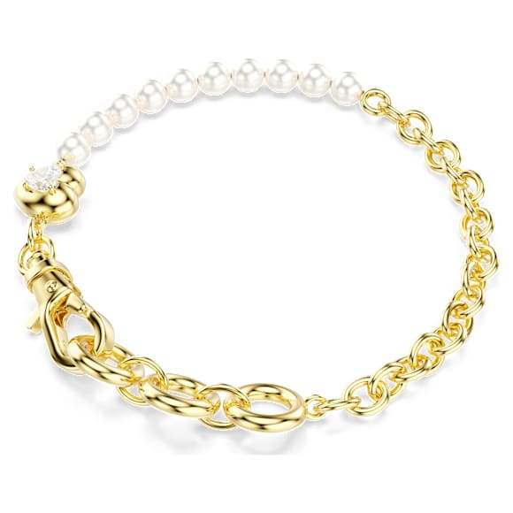 Pulseira Idyllia, Crystal Pearl, Branca, Lacado a dourado - Swarovski, 5737299