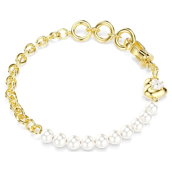Idyllia bracelet, Crystal pearl, White, Gold-tone plated - Swarovski, 5737299