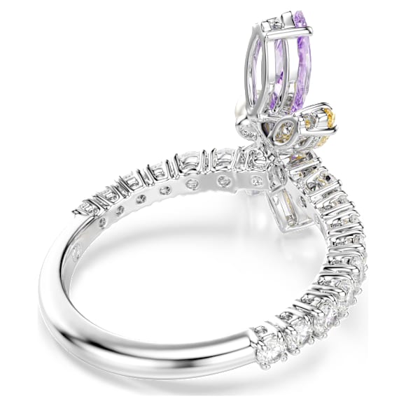 Ariana Grande x Swarovski 圖形戒指, 混合式切割, 蜻蜓, 彩色, 鍍白金色 - Swarovski, 5737369