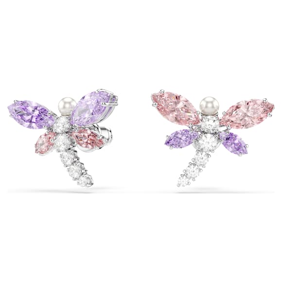 Peckové náušnice Ariana Grande x Swarovski, Různé výbrusy, Vážka, Vícebarevné, Pokoveno rhodiem - Swarovski, 5737371
