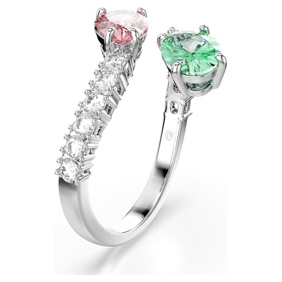 Ariana Grande x Swarovski open ring, Mixed cuts, Multicoloured, Rhodium plated - Swarovski, 5737372