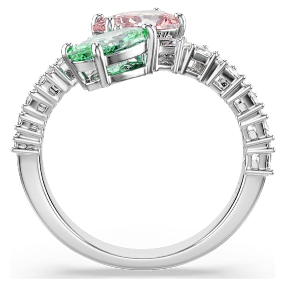 Ariana Grande x Swarovski open ring, Mixed cuts, Multicoloured, Rhodium plated - Swarovski, 5737374